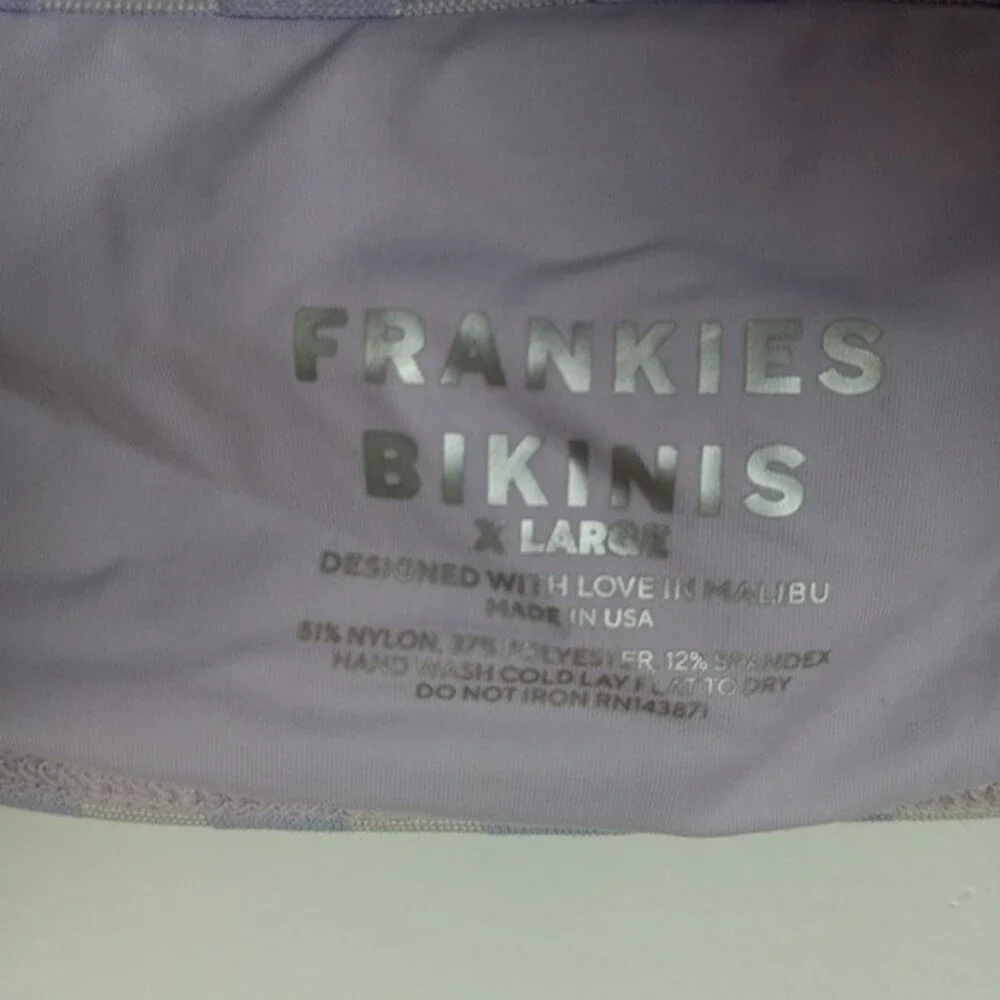 Frankies Bikinis Dallas Purple Check Jacquard Bralette Bikini Top Size XL